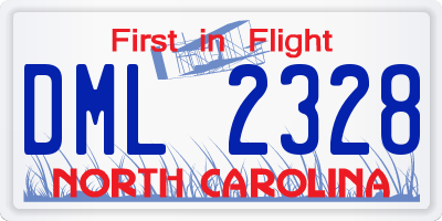 NC license plate DML2328