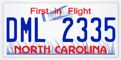 NC license plate DML2335