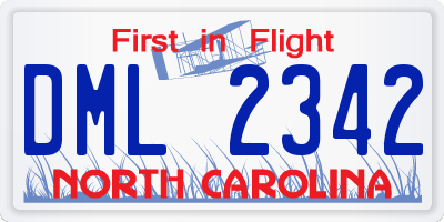 NC license plate DML2342
