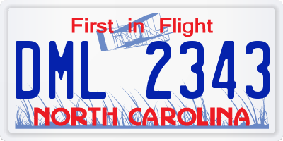 NC license plate DML2343