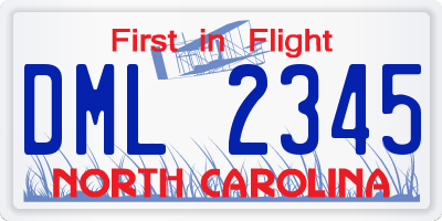 NC license plate DML2345