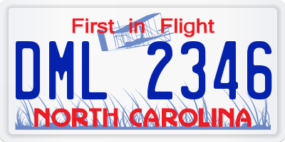 NC license plate DML2346