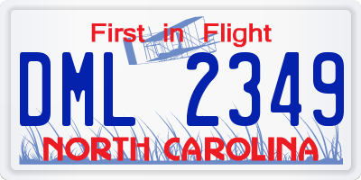 NC license plate DML2349