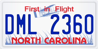 NC license plate DML2360