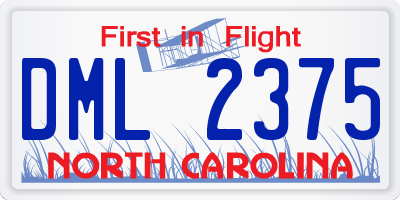 NC license plate DML2375