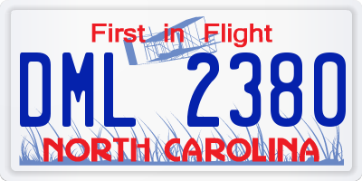 NC license plate DML2380