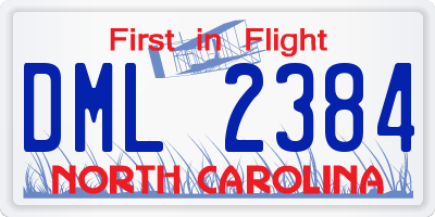 NC license plate DML2384
