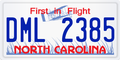 NC license plate DML2385