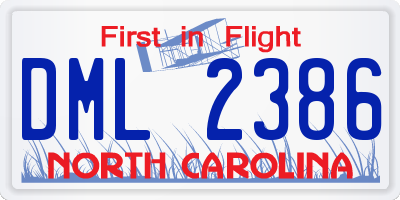 NC license plate DML2386
