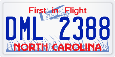 NC license plate DML2388