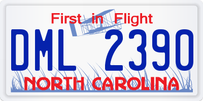 NC license plate DML2390