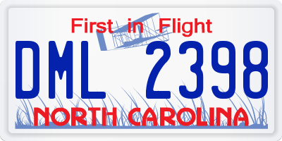 NC license plate DML2398