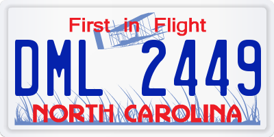 NC license plate DML2449