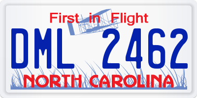 NC license plate DML2462