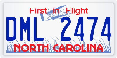 NC license plate DML2474