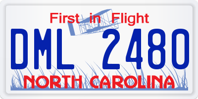 NC license plate DML2480