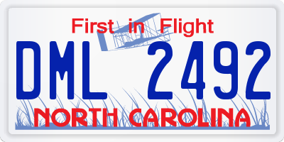 NC license plate DML2492