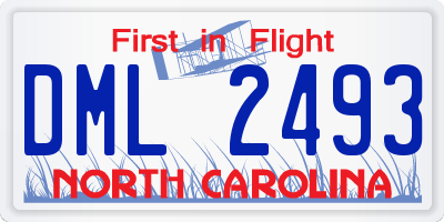 NC license plate DML2493