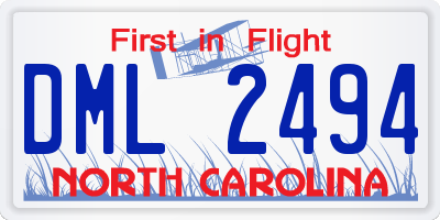 NC license plate DML2494