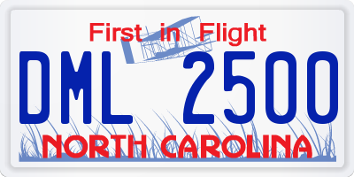 NC license plate DML2500