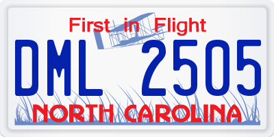 NC license plate DML2505