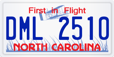 NC license plate DML2510