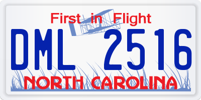 NC license plate DML2516