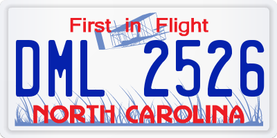 NC license plate DML2526