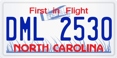 NC license plate DML2530