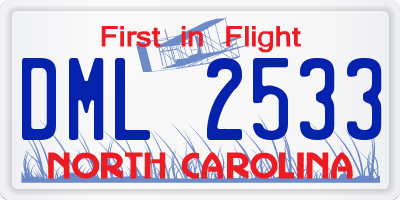 NC license plate DML2533