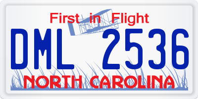 NC license plate DML2536