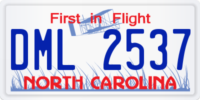 NC license plate DML2537