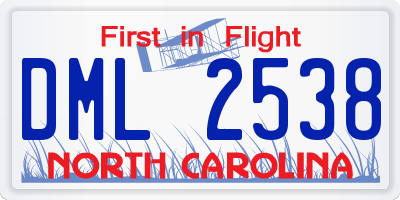 NC license plate DML2538
