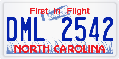 NC license plate DML2542