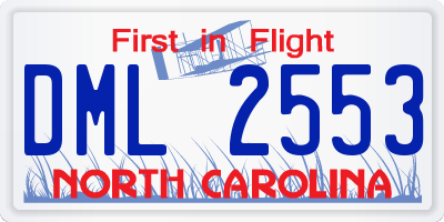 NC license plate DML2553