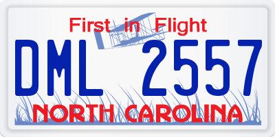 NC license plate DML2557