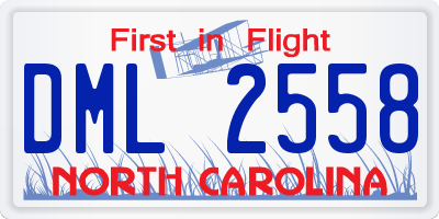 NC license plate DML2558