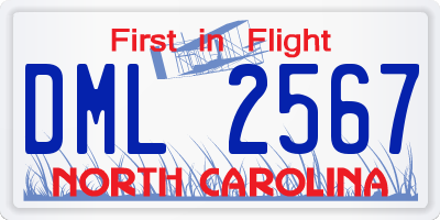 NC license plate DML2567