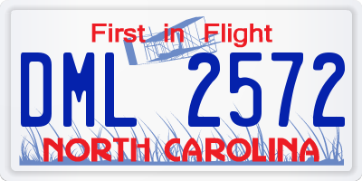 NC license plate DML2572