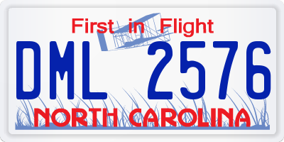 NC license plate DML2576