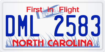 NC license plate DML2583