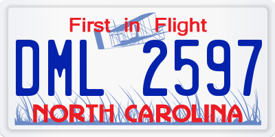 NC license plate DML2597