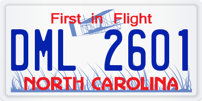 NC license plate DML2601