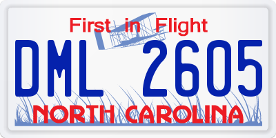 NC license plate DML2605