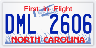 NC license plate DML2606