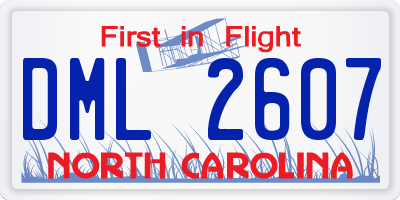 NC license plate DML2607