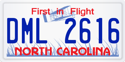 NC license plate DML2616