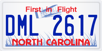 NC license plate DML2617