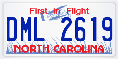 NC license plate DML2619