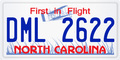 NC license plate DML2622